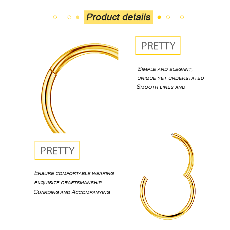 TUPMI Titanium Nose Rings Hoops 16G Hinged Nose Piercing Hoop G23 Septum Click Nose Rings Lip Rook Lobe Tragus Helix Daith Conch Cartilage Hoop Earrin