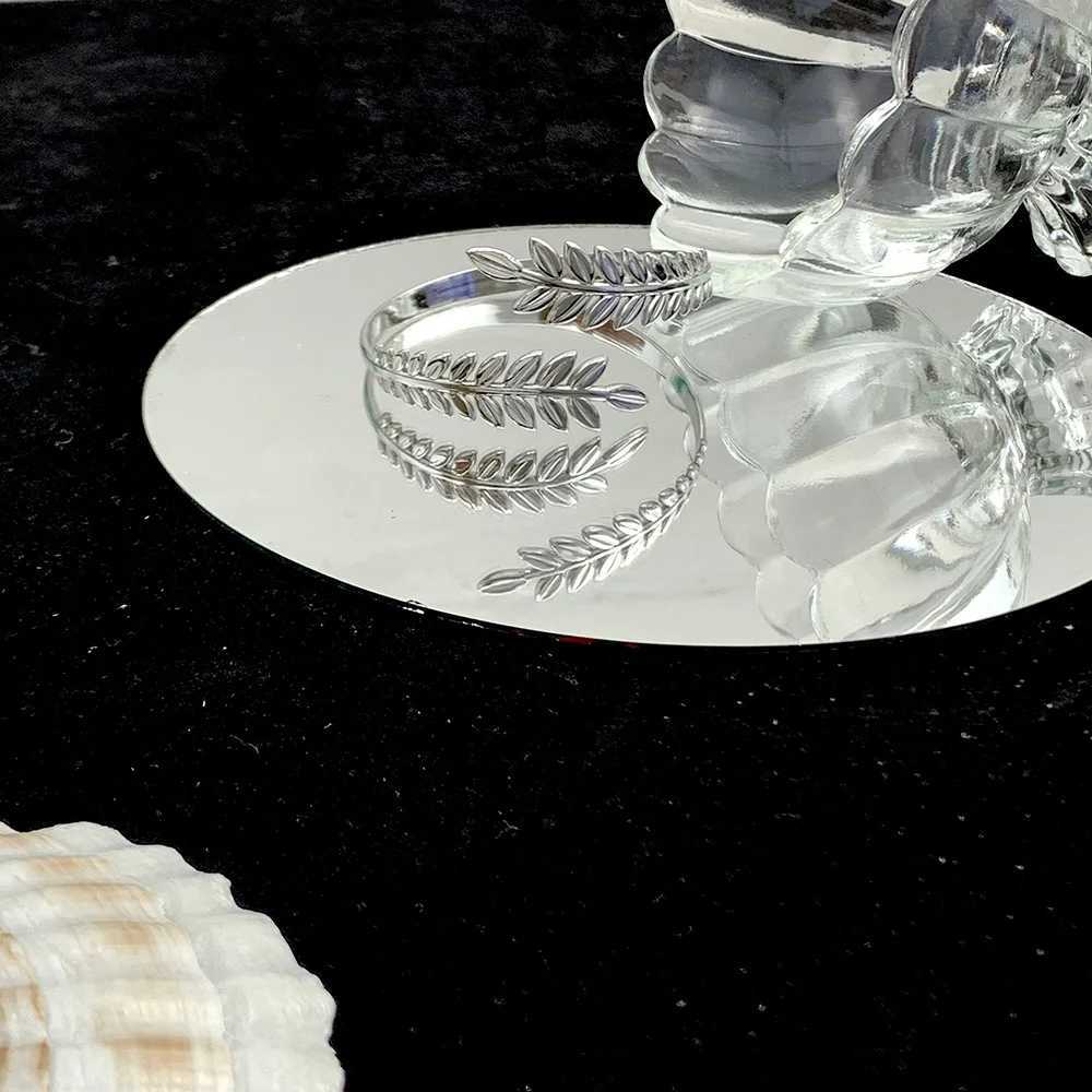 Creative Leaf Opening Bracelet for Women Classic Stainless Steel Wheat Ear Shape Adjustable Bangle Wedding Party JewelryX240925