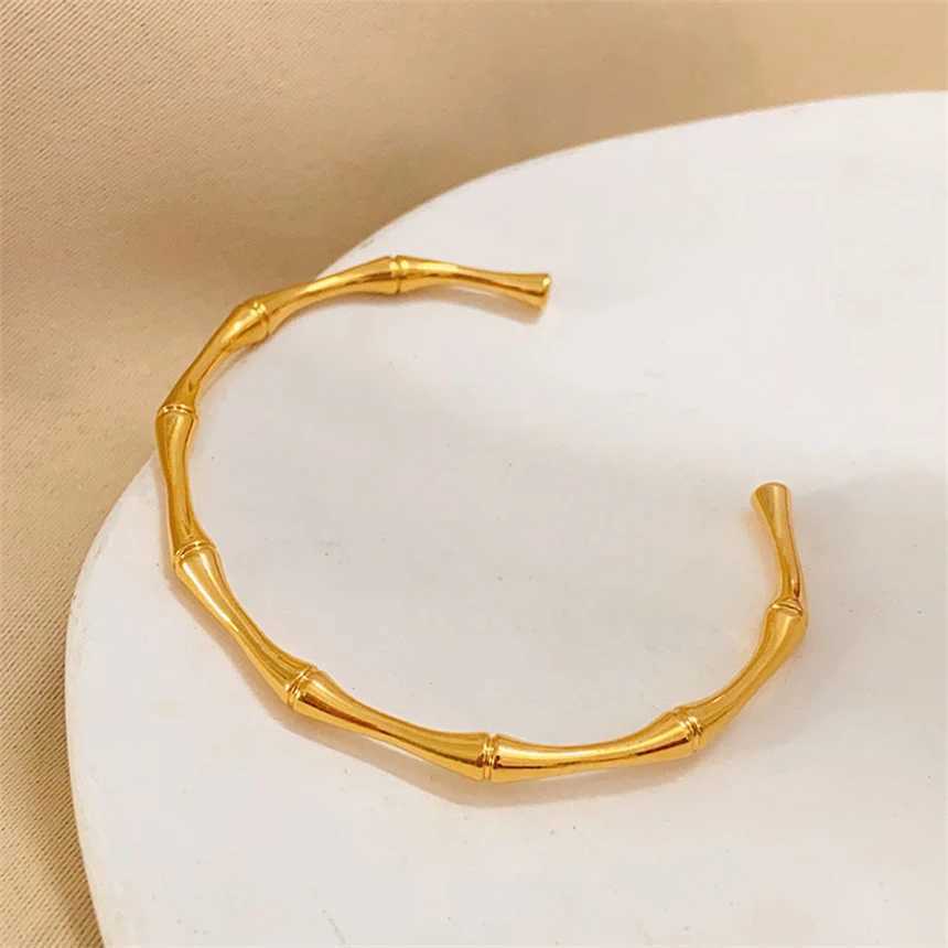 316L Stainless Steel Simplicity Bamboo Joint Open Thin Bangle Bracelet Ladies Fashion Trend High Jewelry Accessories Party GiftsX240925