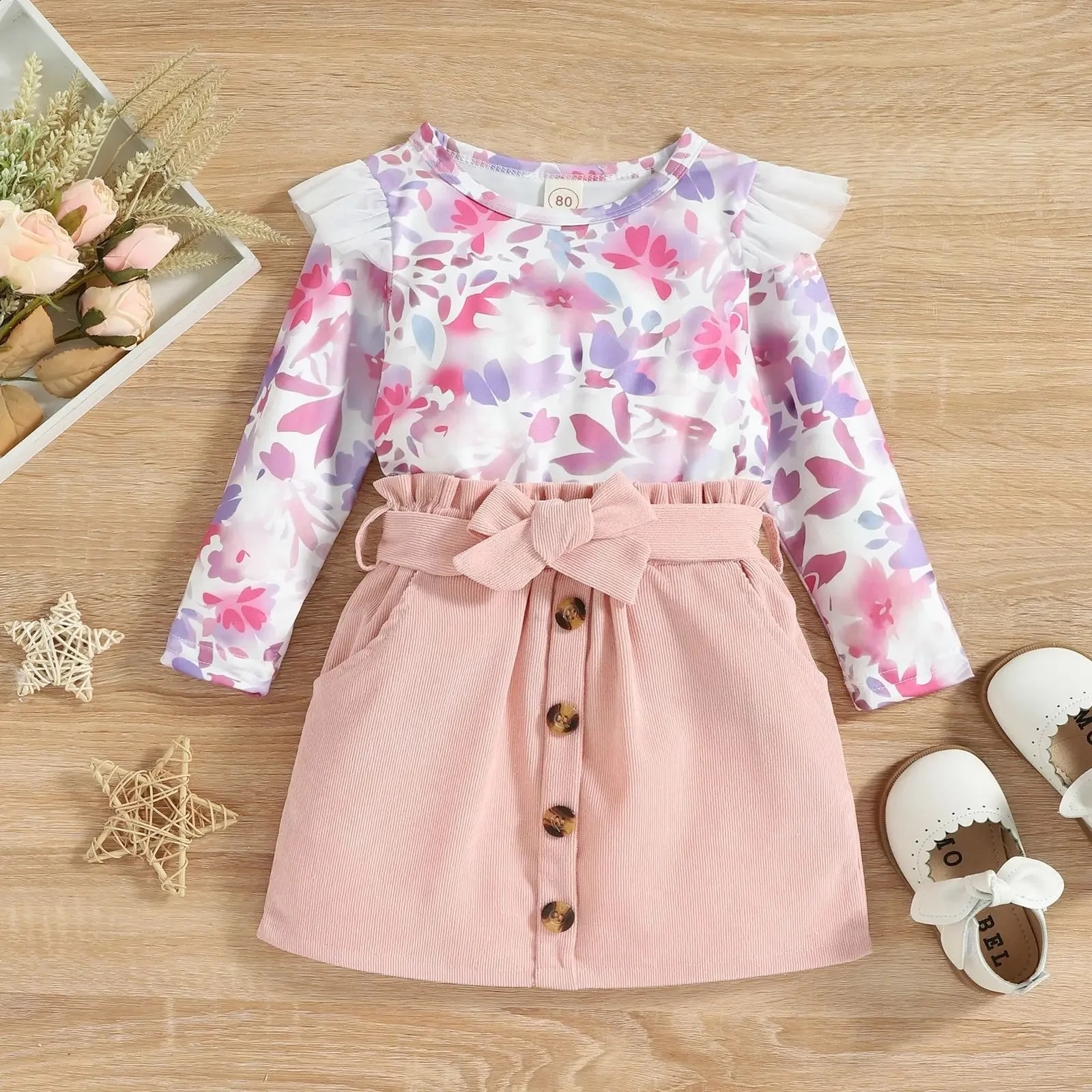 Girls classic checkered clothing set with cardigan and skirt baby girl childrens elegant spring autumn 240925