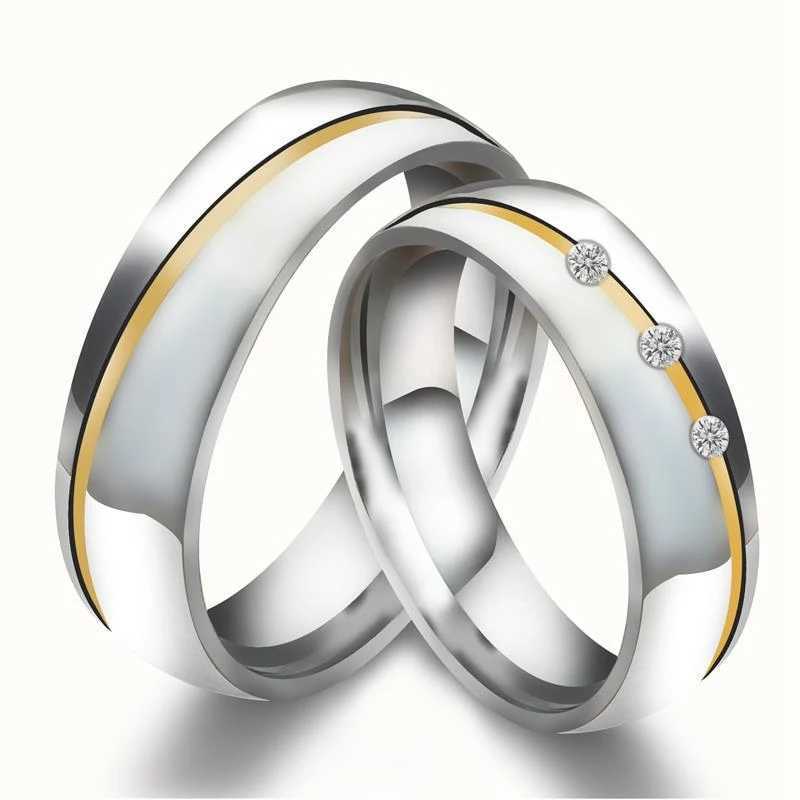 Fashionable luxury engagement and wedding rings miniature inlaid zircon couple rings anniversary jewelry gifts mens and womens rings W240925
