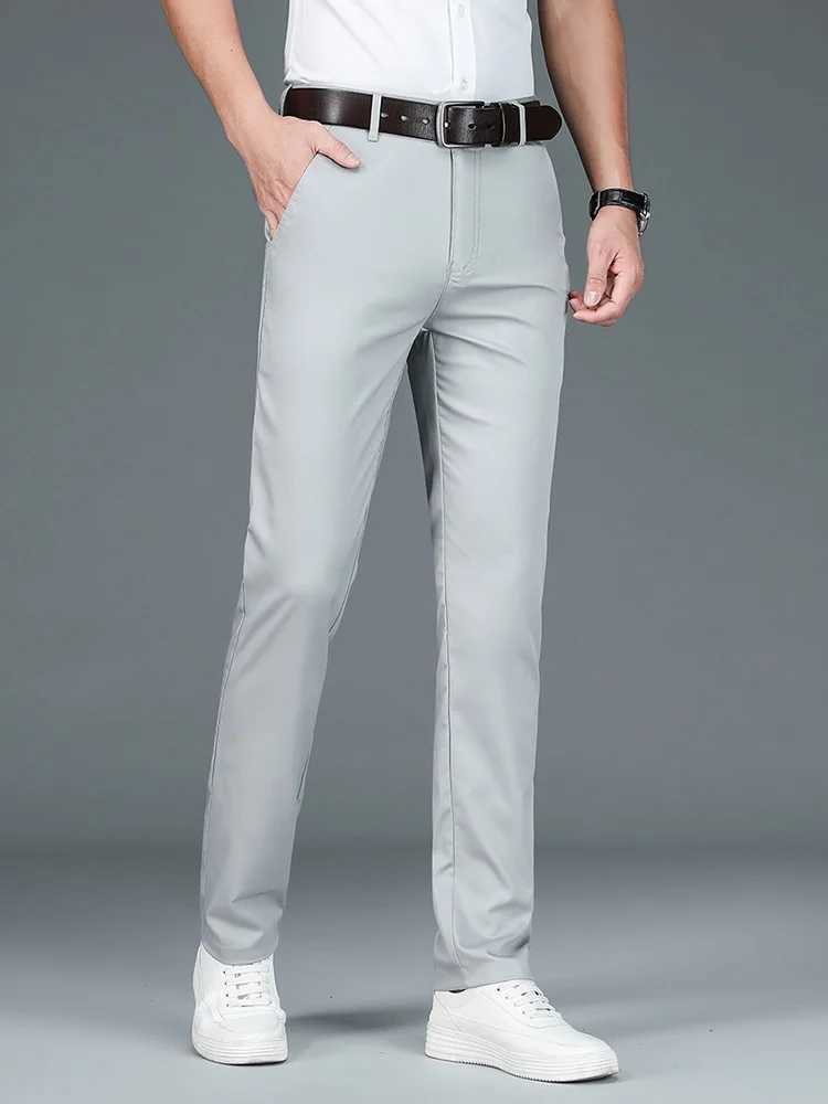 High Quty Luxury Straight Business Suit Pants Men Bamboo Fiber Designer Spring Summer Elegant Casual Long Formal Trouser Male M240924