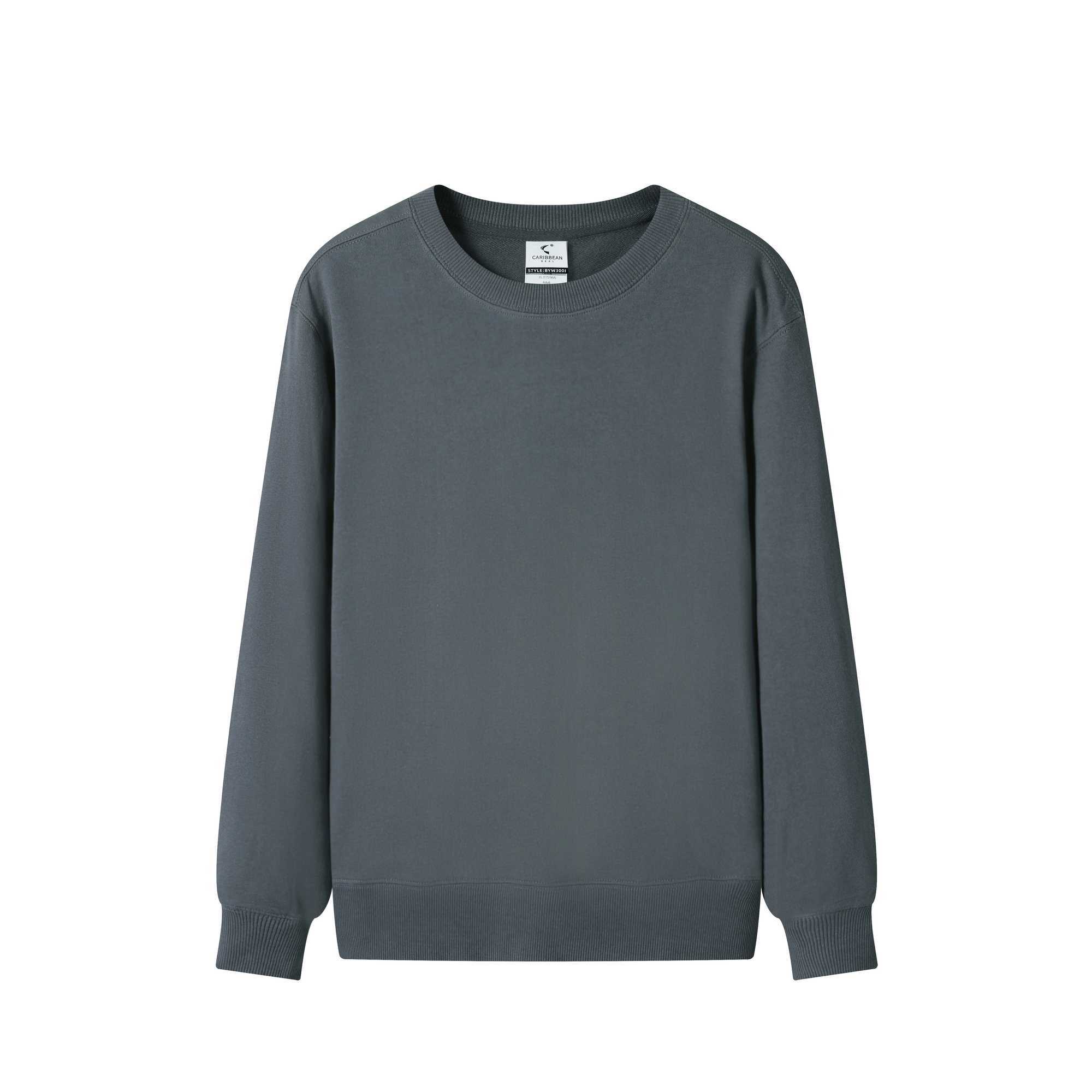 Pure Cotton Plush Thickened Sweatshirt Thin Plush Heavyweight Solid Round Neck Sweater Autumn Winter Warm SweaterX240925
