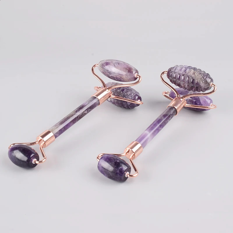 Sawtooth Double Large Drum Massage Tool Natural Amethyst Body Eye and Neck Treatment Stone Health Beauty Massage 240920