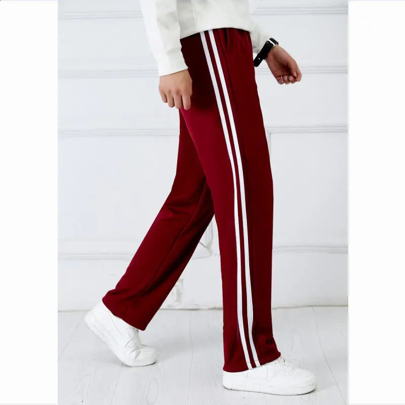 Wine red Unisex Track Pants Casual Sweatpants mens Striped Bastic Trousers Straight Joggers Simple Work 240920
