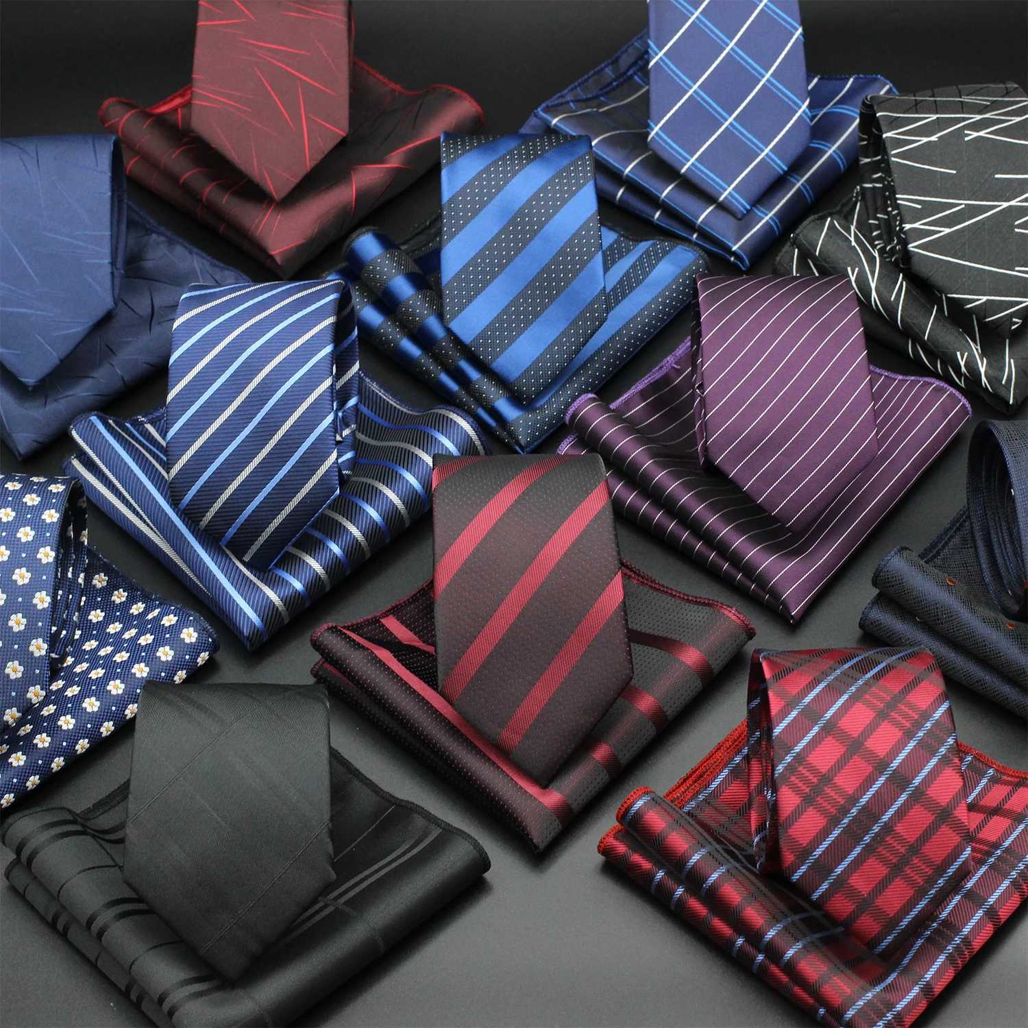 Classic Teal Stripe Mens Tie Elegant Silk High Quality Tie Weaving Set M-neck Hanky Set Business Wedding Party Y240925