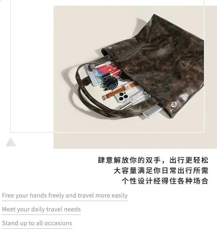 Niche er retro Maillard style bucket bag Exquisite and Versatile handbag girl bag high-end casual shoulder bag240921