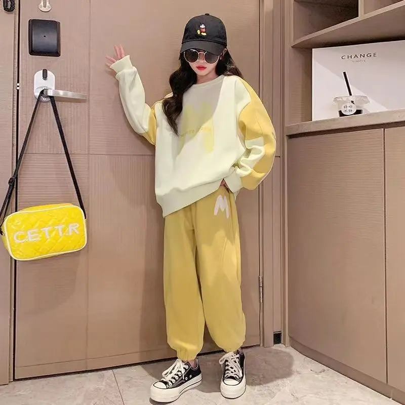 Girls spring sportswear childrens casual Korean style two-piece set 6 8 10 12 14 year old teenage girls clothing 240924