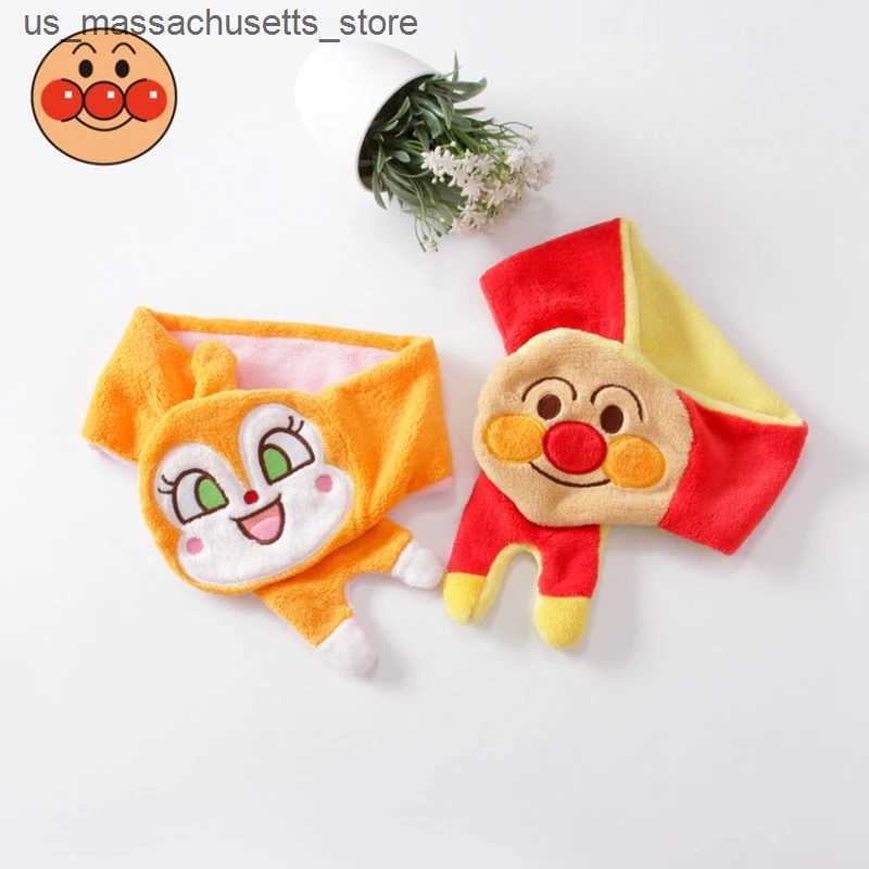 Scarves Wraps Baby Boys Coral Velvet Scarves Cartoon Anpanman Print Kid Girl Adult Children Fall and Winter Cotton Lovely Scarf Warm Windproof L240910