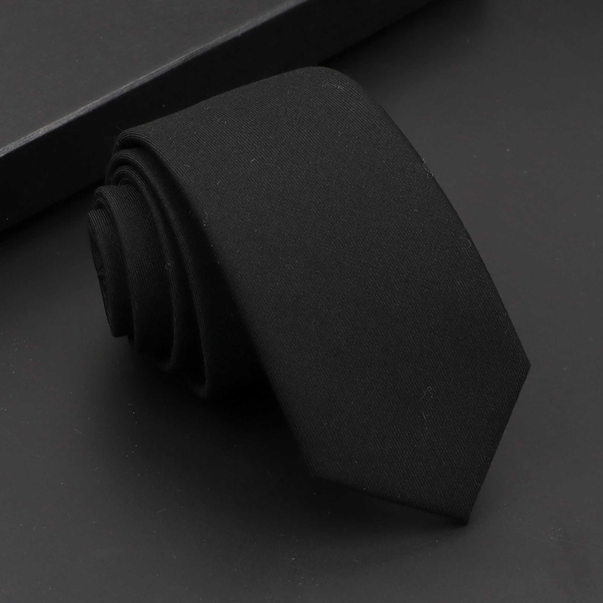 Mens classic cotton tie high-quality handmade slim fit 6CM collar solid color stripes narrow shirt accessories Y240925