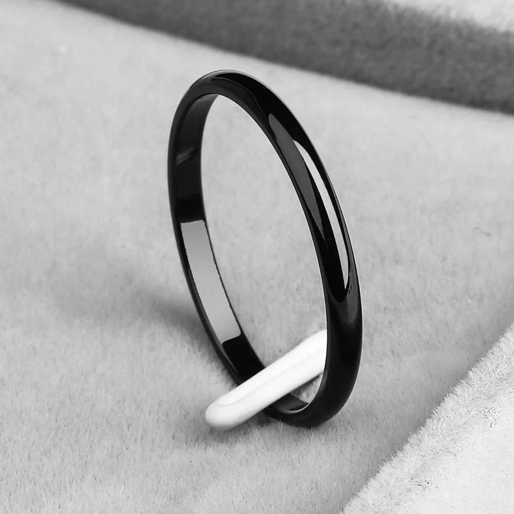 Ramos 2mm stainless steel ring gold anti allergic smooth simple couple ring Bijouterie W240925