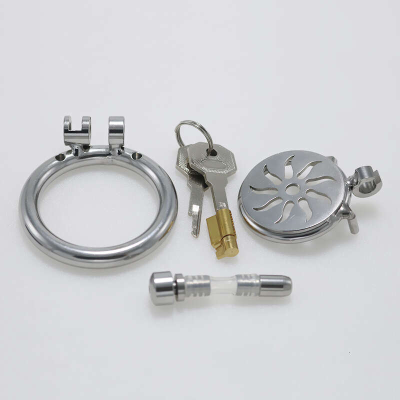 Colorful stainless steel chastity lock with catheter flat CB chastity device penis cage adult toy for outdoor wear male