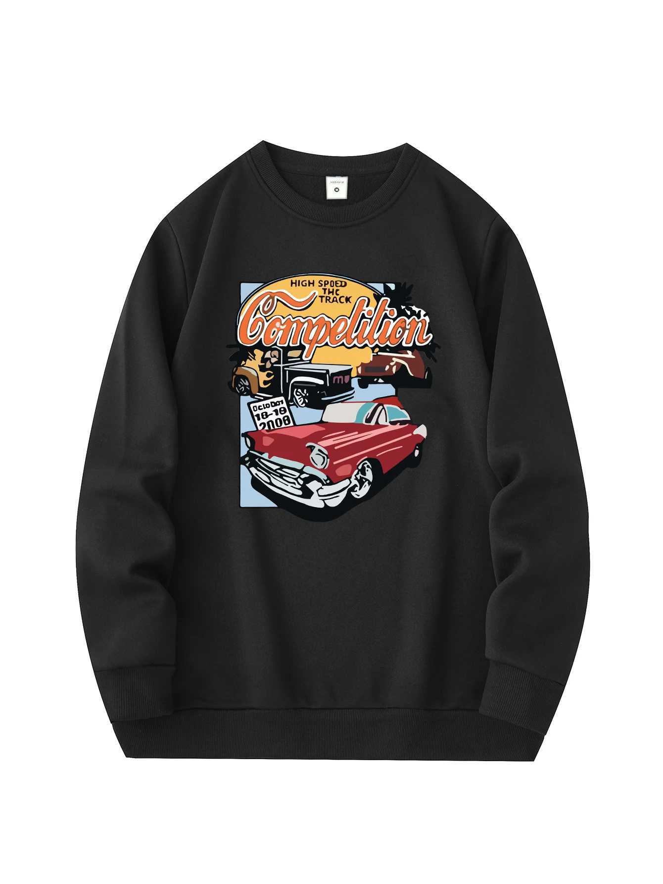 Mens new fashionable round neck sweater casual and daily comfortable round neck sweatshirt car print mens jacketX240925