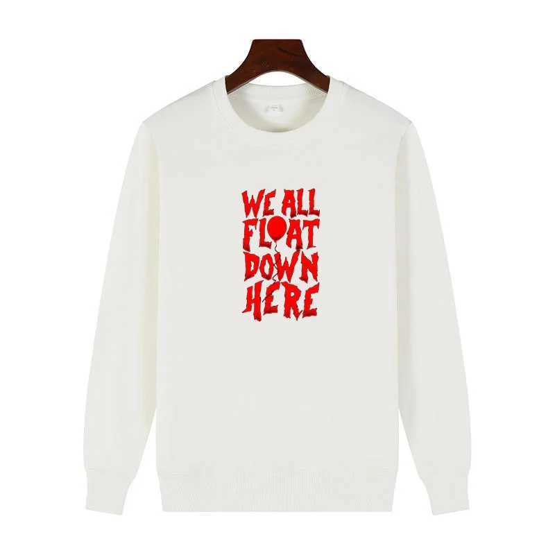 All Float Down Here Slogan Penny Wise Graphic Sweatshirts Round Neck And Velvet Hoodie Thick Sweater Hoodie Mens SportswearX240925