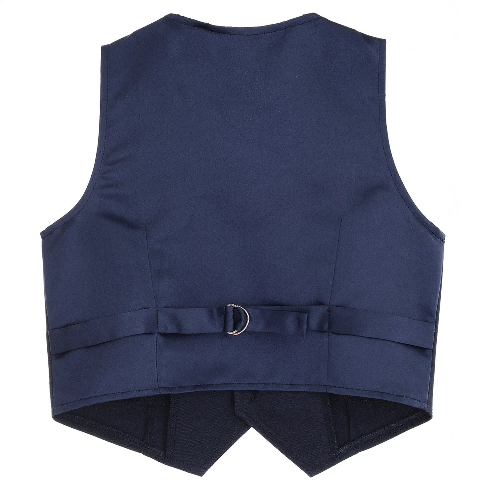 Kids Boys Formal Vest Gentlemen Party Wear Classics Solid Color V-neck Back Strap Pointed Waistcoat Stage Performance 240921