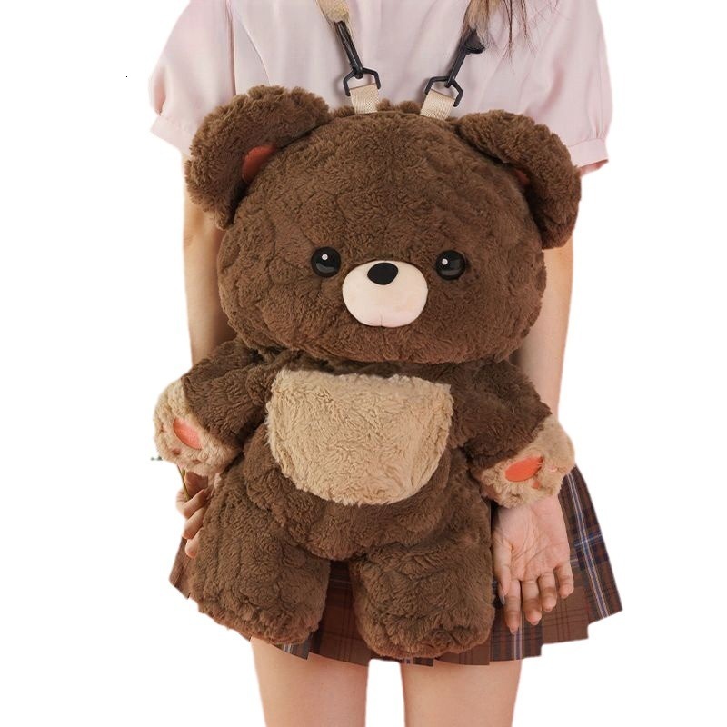 2024 New Designer Adorable Multi functional Plush Backpack Doll Little Book Men's and Women's Brown Bag