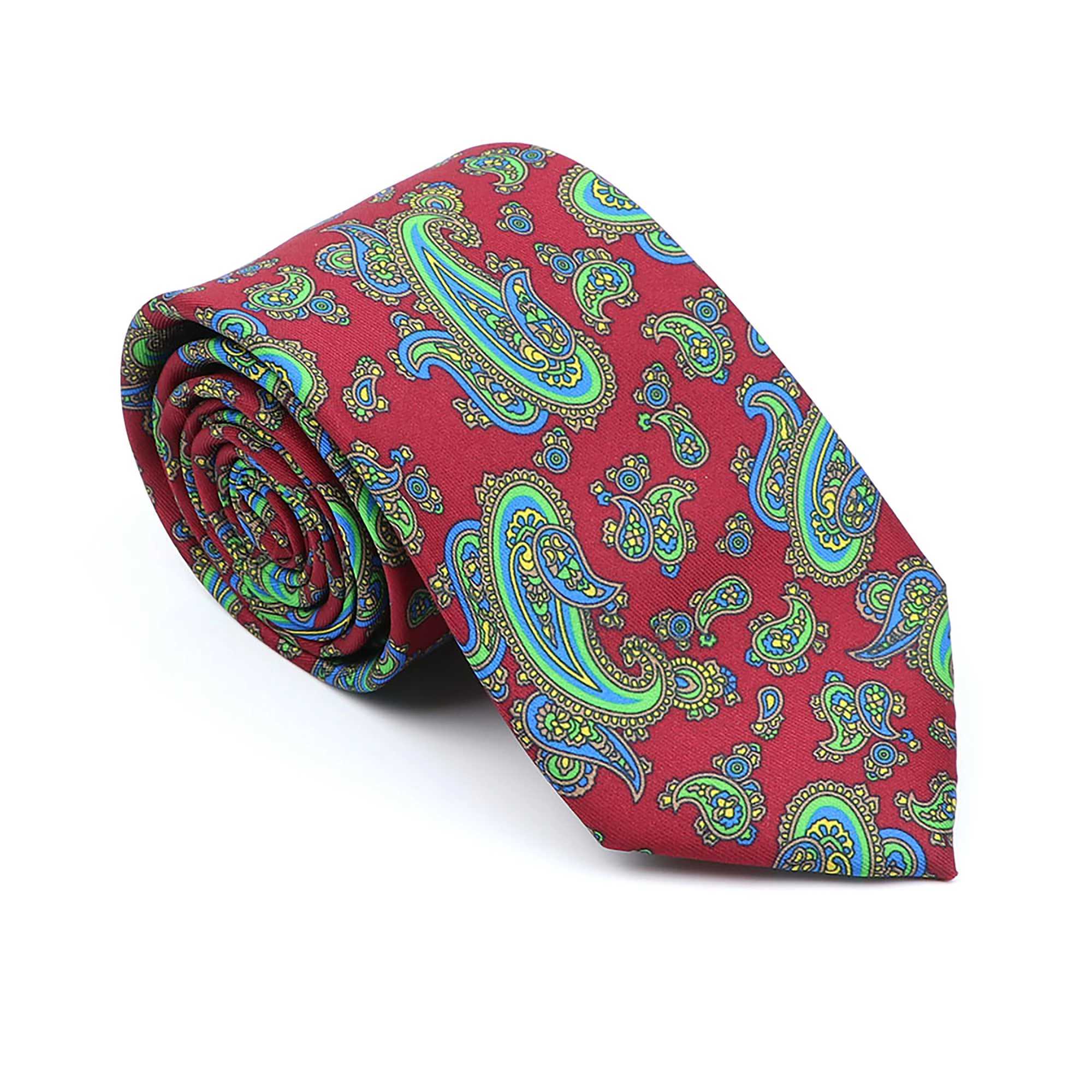Novelty Bohen Tie Mens Fashion Smooth Round Neck Tie Tight Blue Green Red Paisley Flower Gravata Mens Daily Clothing Gift Y240925