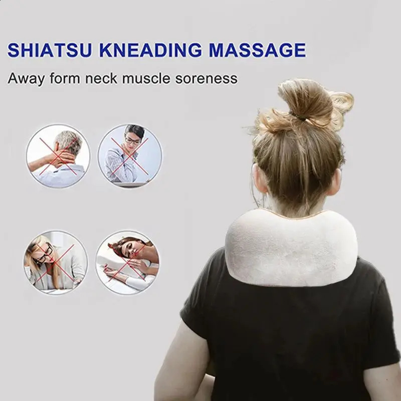 Electric Vibration Neck Massage Pillow Ushaped Suitable for Travel and Driving Rechargeable Support Frame 240919