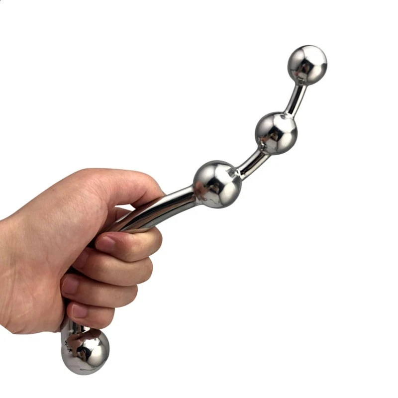 Stainless Steel Double Large Butt Plug Fake Dildo G Spot Metal Anal Beads Plug P-spot Prostate Massager Stick Vaginal Sex Toy 240914