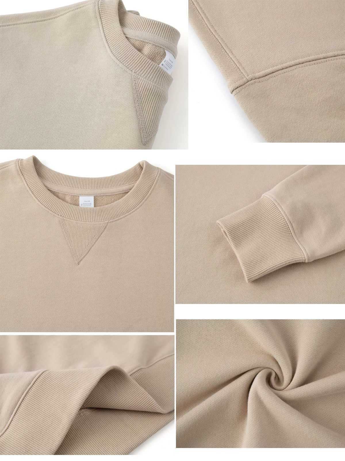 13.4oz Autumn Winter Couples Sweatshirts Pure Cotton Solid Retro Round Neck Sweater Top Mens Simple Pullover Casual SportwearX240925