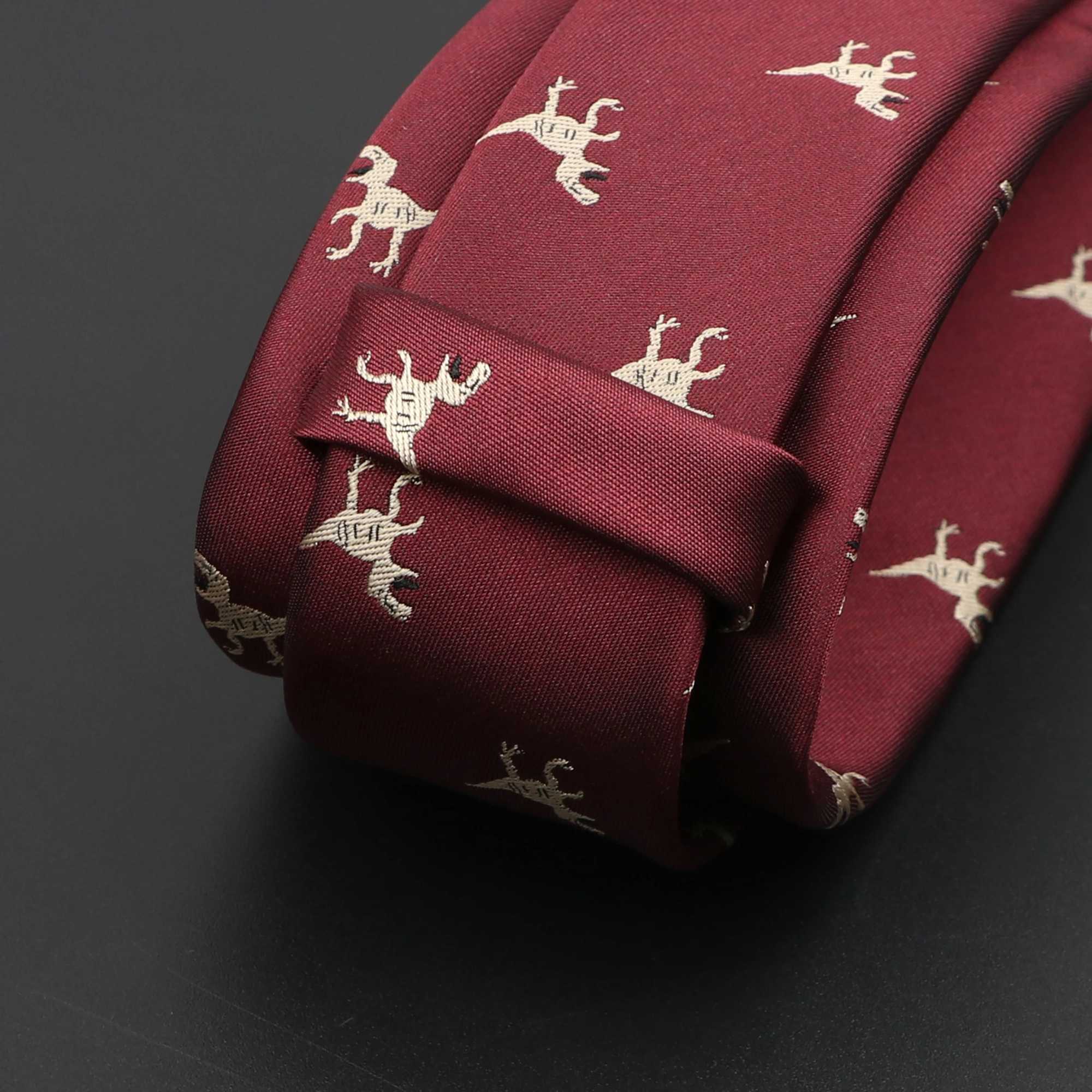 New mens casual tie dinosaur insect pet pattern navy blue wine red pol jacquard tie 6cm ultra-thin daily clothing wedding accessories Y240925