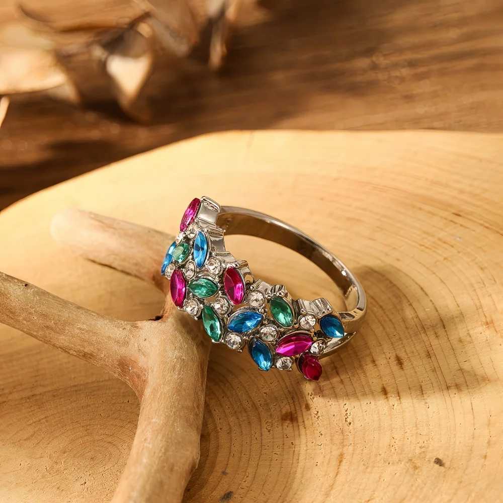 Multi colored square womens wedding ring silver luxury engagement ring womens jewelry W240925