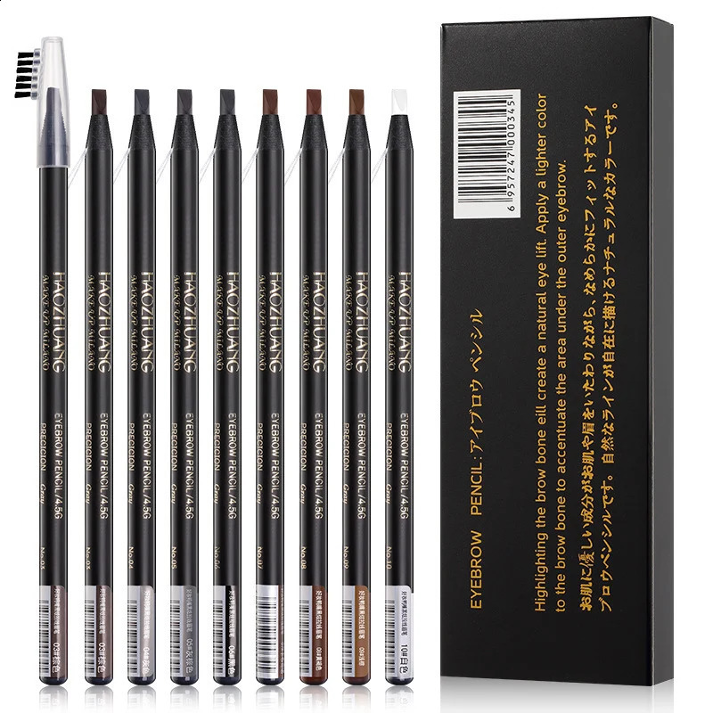 5PCS Haozhuang Eyebrow Pencil Brown Wholesale Cosmetic Pencil Natural Waterproof Long-Lasting Tattoo Brush Makeup Set Beauty 250222