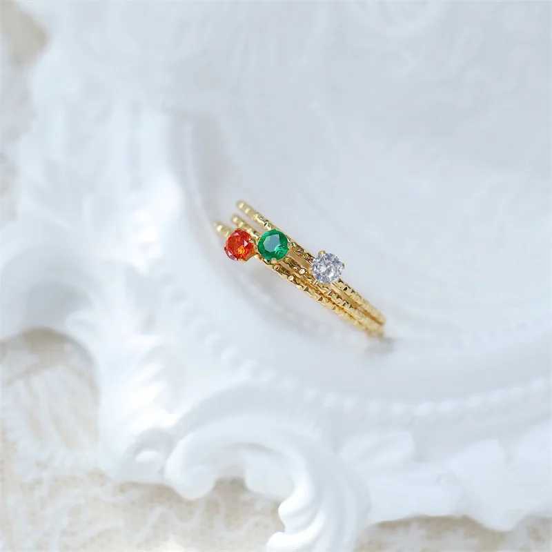 Love Jewelry Titanuim Steel Gold Ring White/Red/Green CZ Crystal Ring Female Couple Finger Ring Wedding W240925