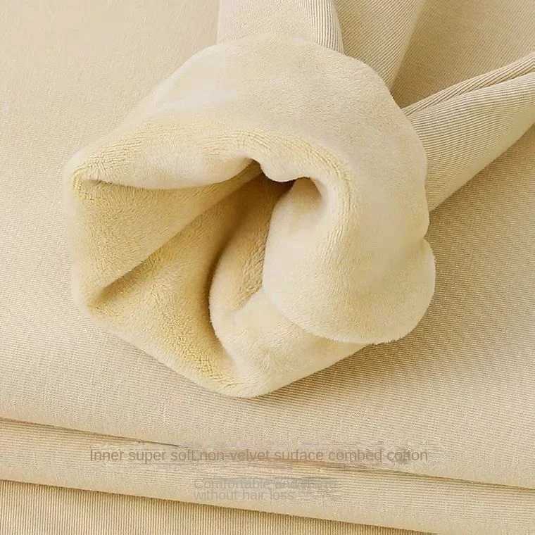600G Pure Cotton Plush Thickened Sweatshirt Thin Plush Heavyweight Solid Round Neck Sweater Autumn Winter Warm SweaterX240925