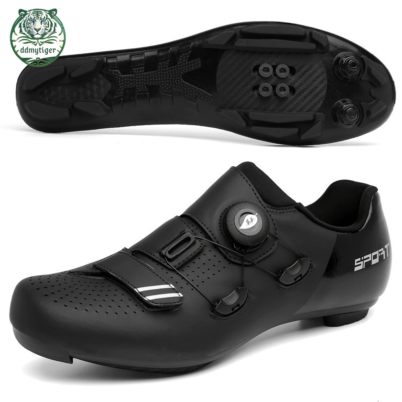 ddmytiger Highway mountain men's and women's locked bicycles without lock hard soled dynamic cycling shoes, gym black color A ddmythur