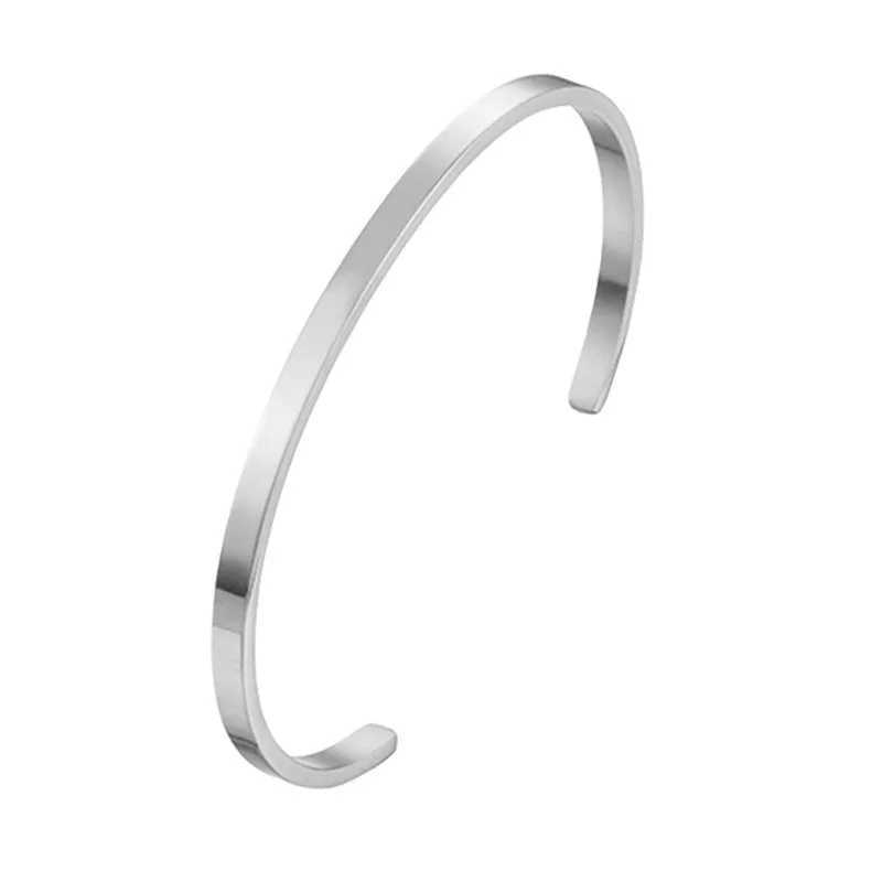 Unisex Simple Stainless Steel Opening Bangle Bracelet For Lovers Can Be DIY AlphanumericX240925