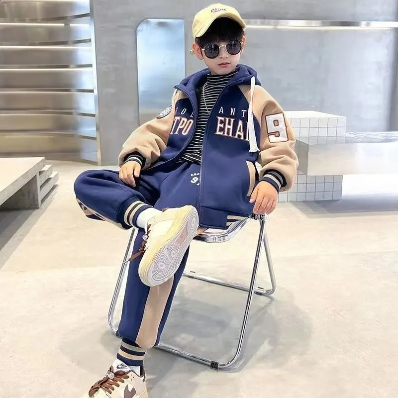 Boys clothing set fashion spring and autumn zipper jacketpants 2PCS childrens clothing set for teenagers 5 6 8 10 12 years old 240924