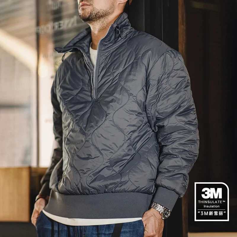 Maden workwear 3M half chain cotton coat stand collar shell pattern quilted floral warm cotton coat mens winter Y240925