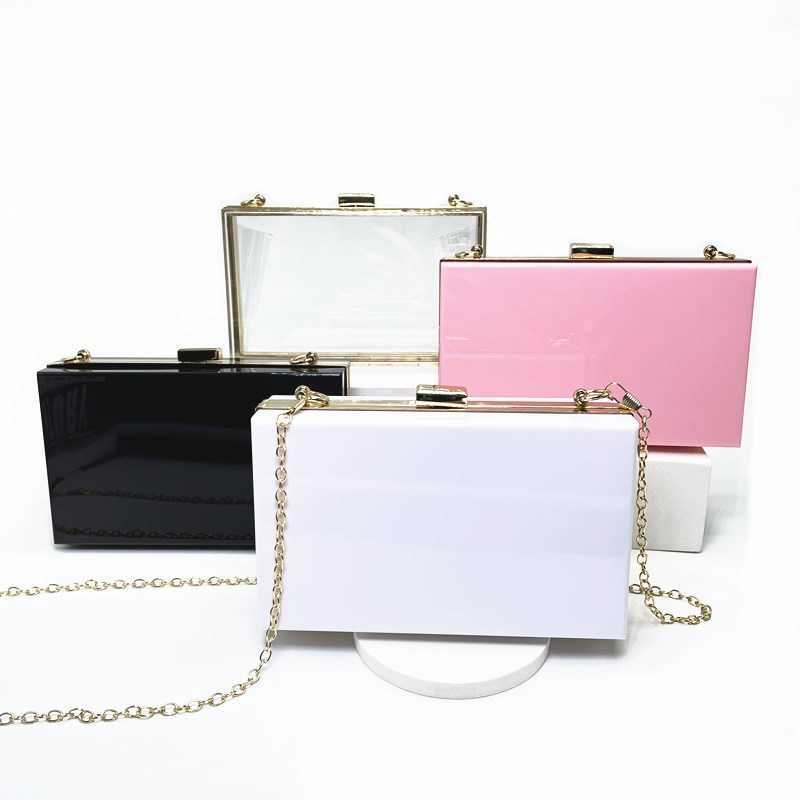 New Acrylic Womens Bag Small Square Bag Clutch Bag Summer Candy Color Transparent Box Bag Dinner Bag Womens Chain Bag 240920