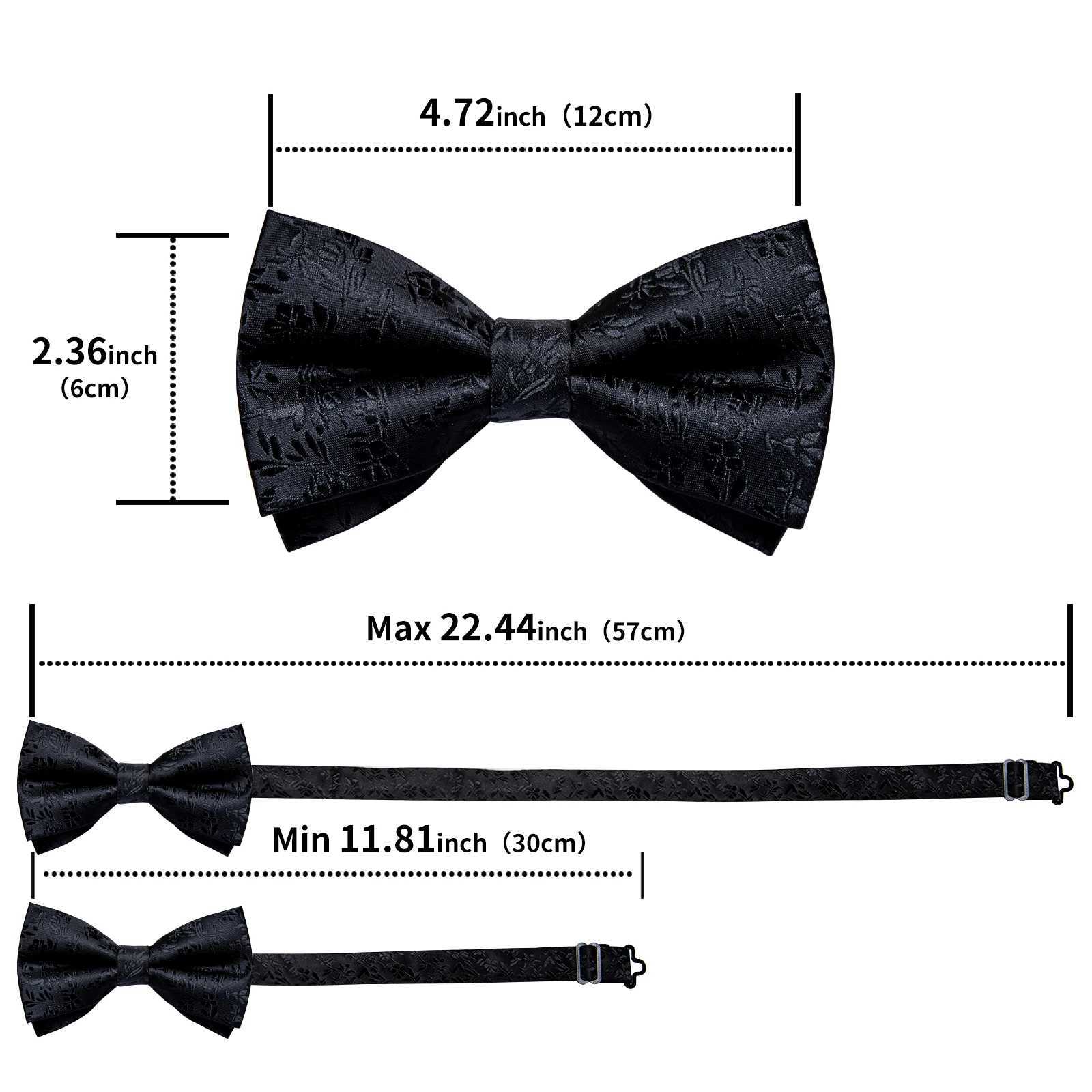 Classic black mens tie 100% silk tie pocket square cufflink set Paisley gold pre tie DiBanGu Y240925