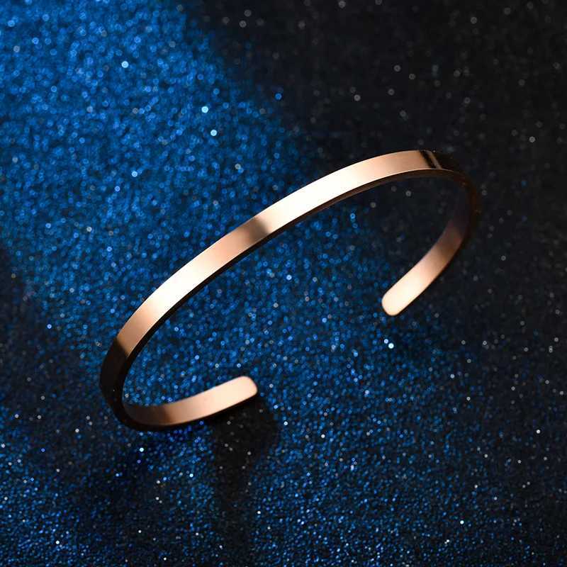 Hot Fashion Simple Stainless Steel C-Shape Open Bracelets 4MM Adjustable Cuff Bangle Bracelet For Women Men Lover Jewelry GiftsX240925