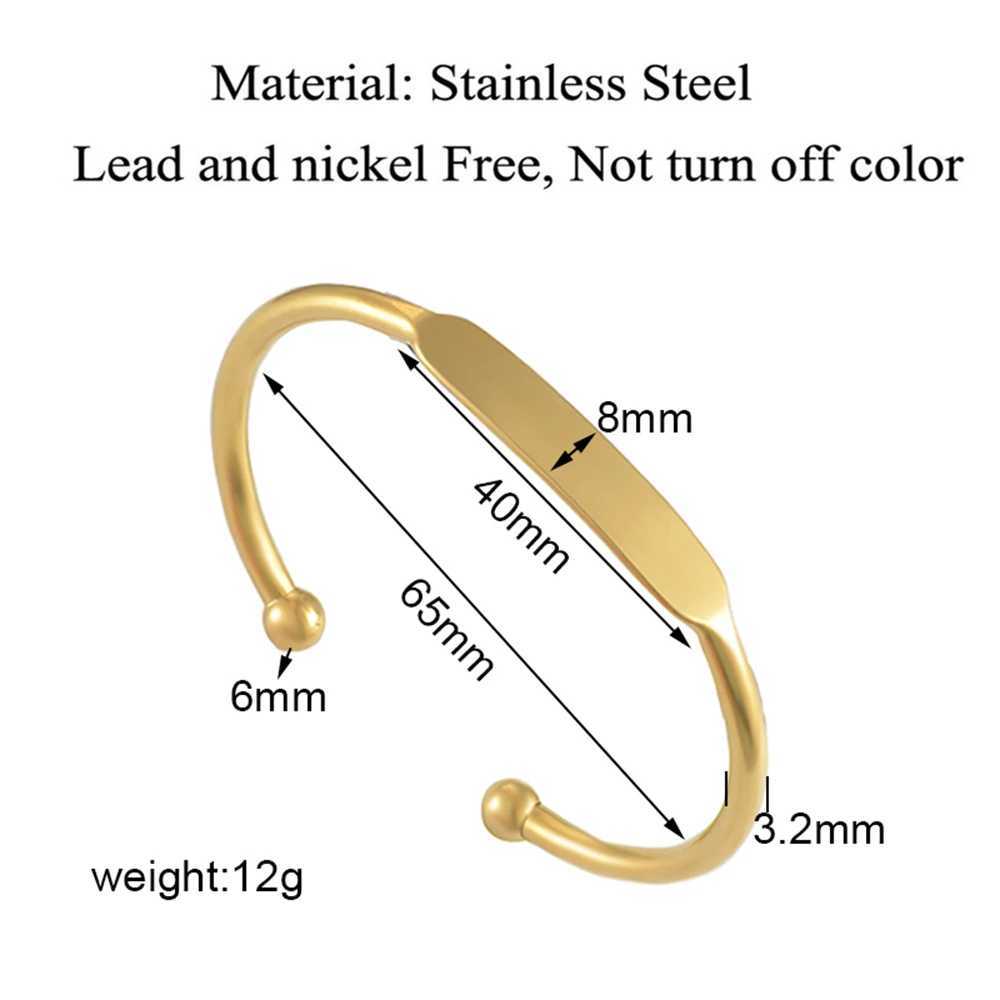 Women Men Simple C Shape Bangle Stainless Steel Opening Bracelet Can be engraved name letters Personalized JewelryX240925