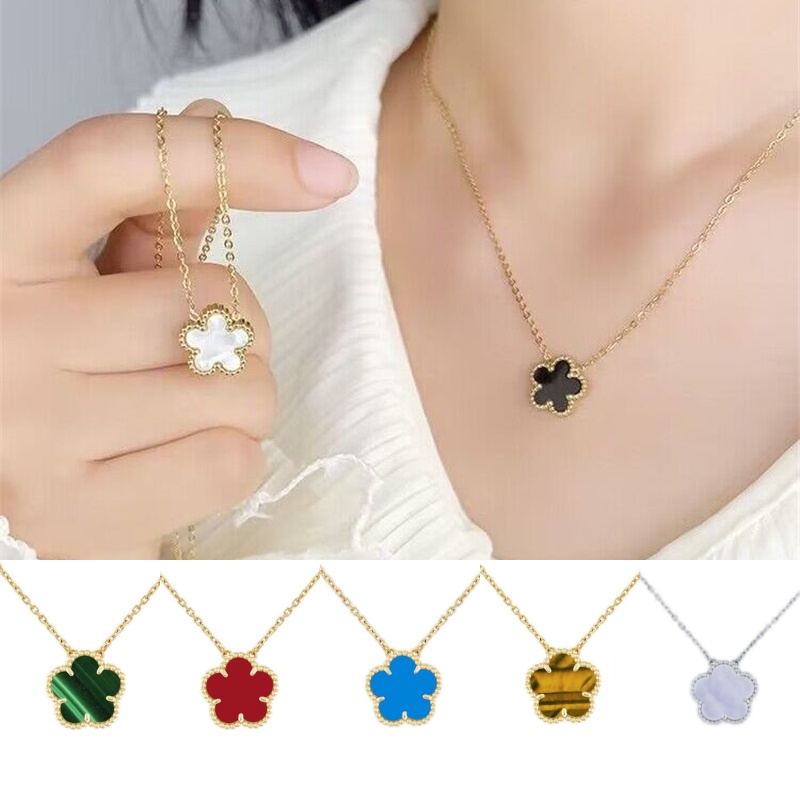 Designer necklace for woman four leaf clover necklaces pendant green purple plated silver gold chains designer jewelry pendant necklace famous retro sh04