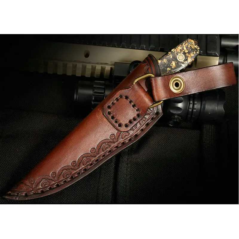Trskt M390 Blade Tactical Hunting Knife Kitchen Camping Knife Japanese Rescue Survival Edc Tool with Leather Cover Direct Shipping CL240925