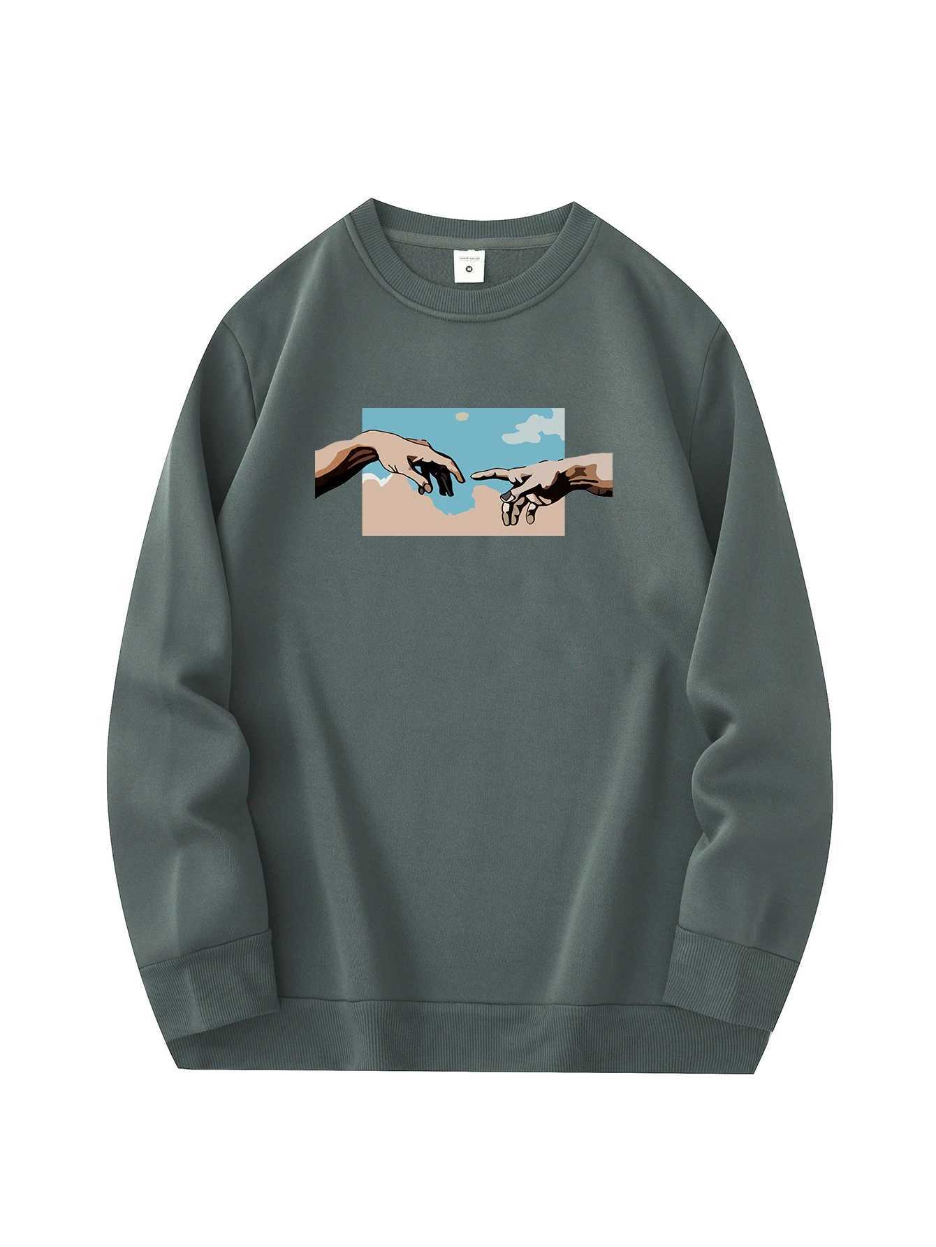 Mens new fashionable round neck sweater casual and daily comfortable round neck sweatshirt pattern printing mens jacketX240925