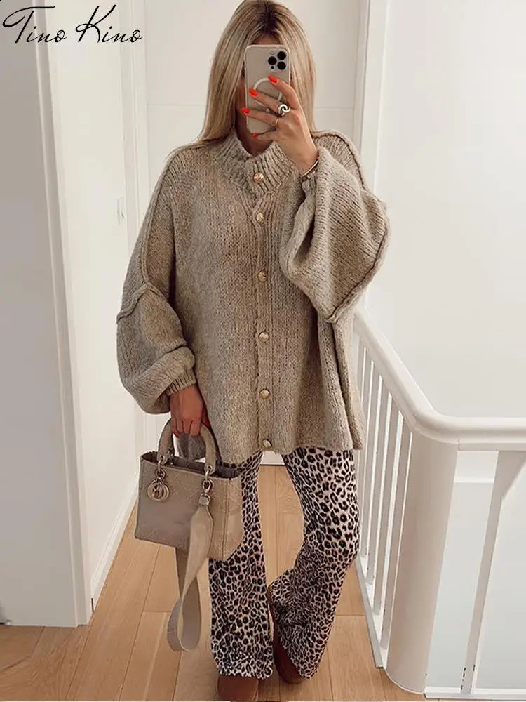 Casual Cardigan Women Sweater Loose Single Breasted Oneck Fashion Sweaters 2024 Autumn Office Female Allmatch Top Coat 240914