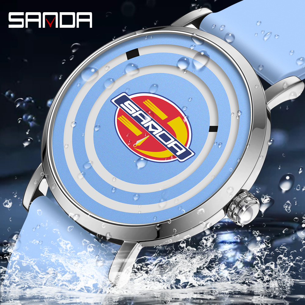 Sanda's new 3210 silicone tape men's and women's watches are fashionable, trendy, cool, simple, and personalized for children 01