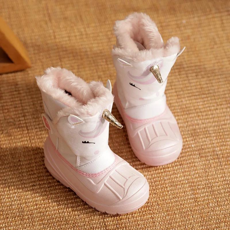Preschool boys and girls winter warm shoes anti slip boots high top comfortable waterproof childrens cushioned 240925