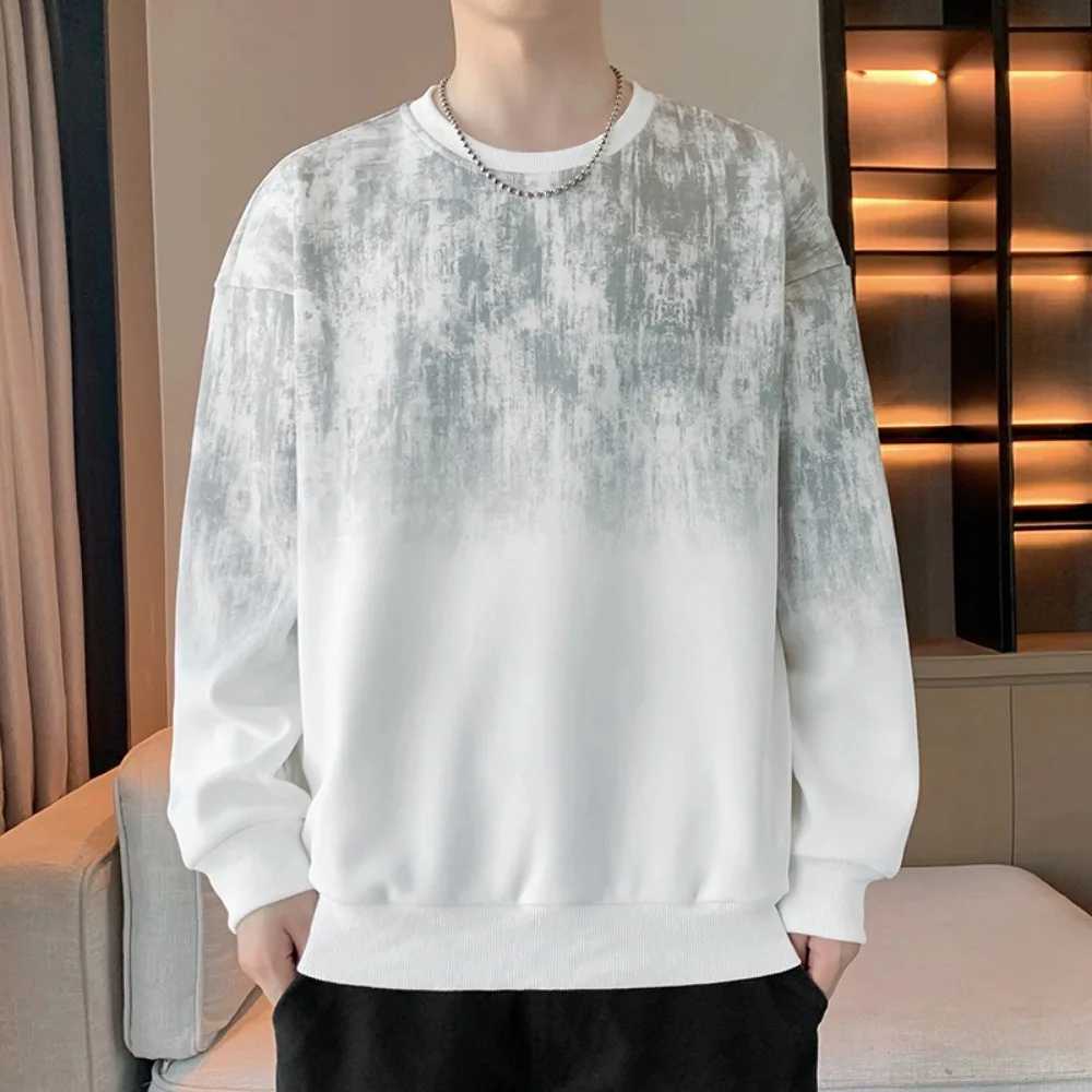 Mens Spring and Autumn Sweatshirt Cool Tie Dye Long Sleeve Shirts Stylish Men Fashion Streetwear Round Neck Sweatshirts PulloverX240925