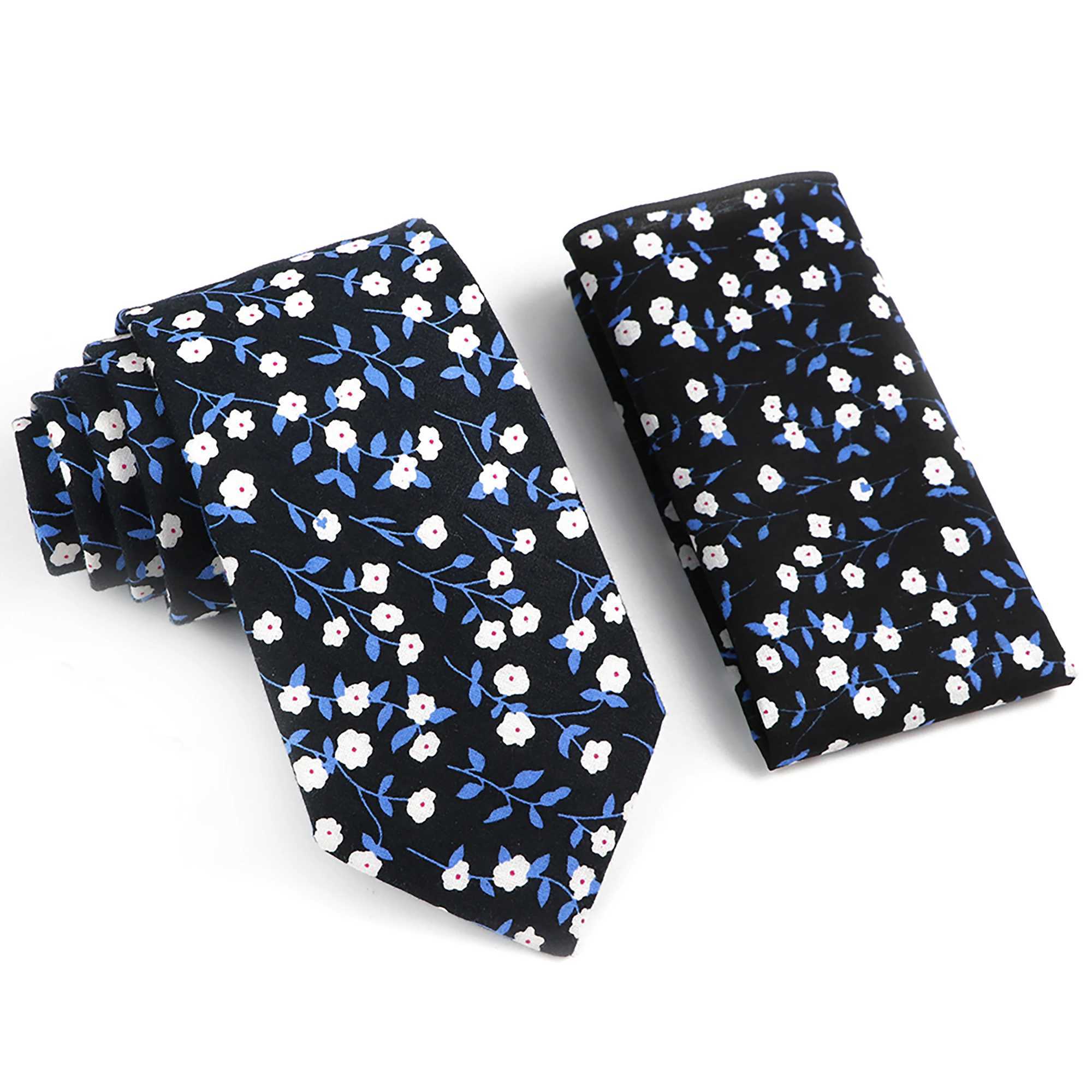 New color cotton mens casual tie set suitable for wedding parties green blue collar pocket square Rantic Gravata accessories Y240925
