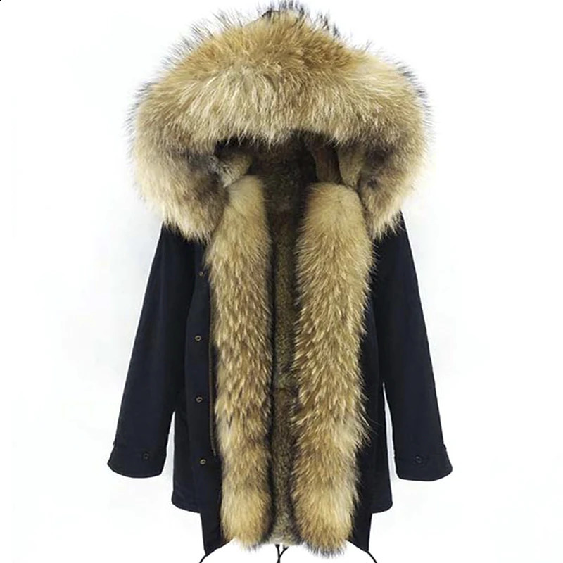 LaVelache Winter True Fox Fur Coat Long Parka Mens Rabbit Lining Natural Collar Thick Warm Jacket 240925