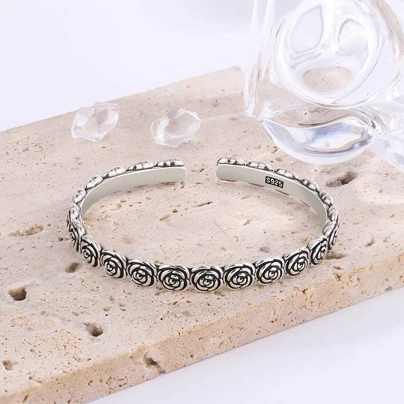 New Arrival Rose Female Temperament 925 Sterling Silver Bracelets Creative Flower Personality Opening Bangles TYB161X240925