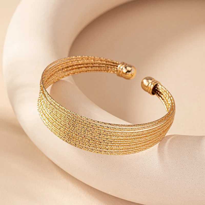Multi-layer Circular Opening Bracelet For Women Silver Gold-plated Party Holiday Gift Fashion Jewelry Accessories AB020X240925