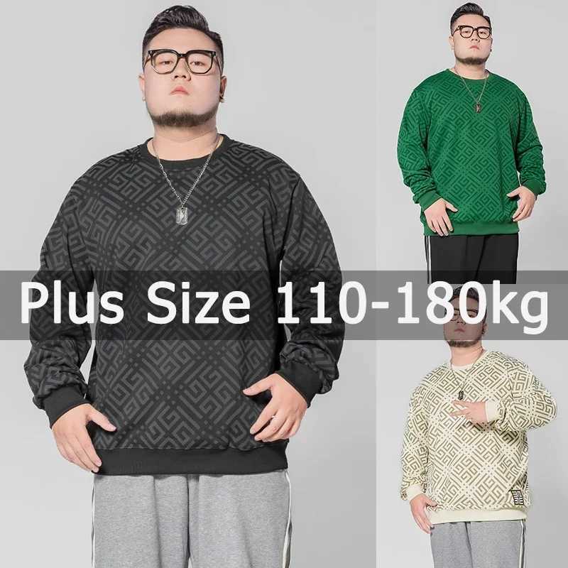 Plus Size Sweatshirt Men Oversized Pullovers 110-180kg 7XL 8XL Man Printed Round Neck Long Sleeve Loose Tops Big Size ClothingX240925