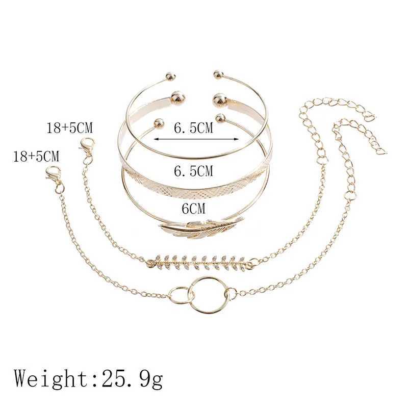 Modyle Bohemian Gold Color Leaf Open Bracelet Set for Women New Fashion Punk Vintage Bracelets Bangles Jewelry Christmas GiftX240925